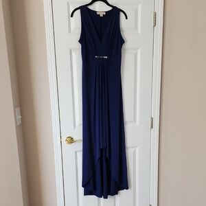 Michael Kors Elegant Navy Blue Sleeveless High LowDress